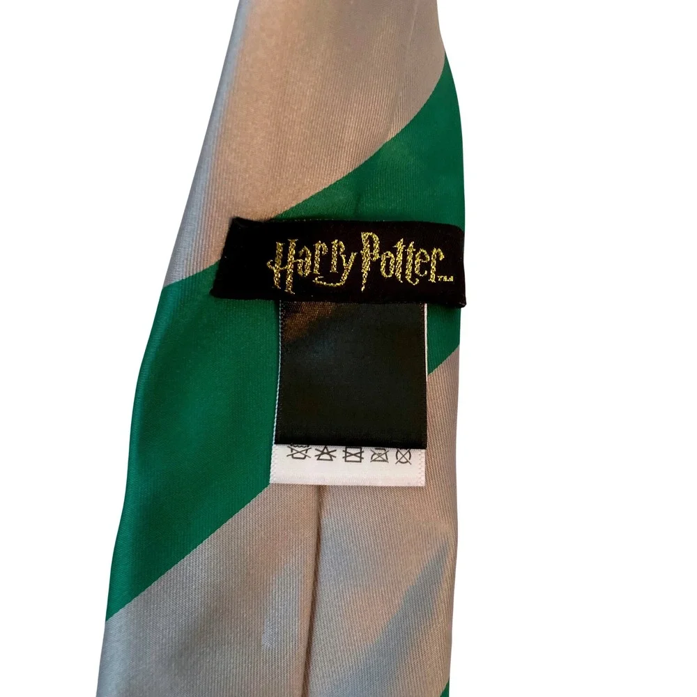 Harry Potter Slytherin House Tie Green Silver Striped Crest Cosplay Mens Necktie